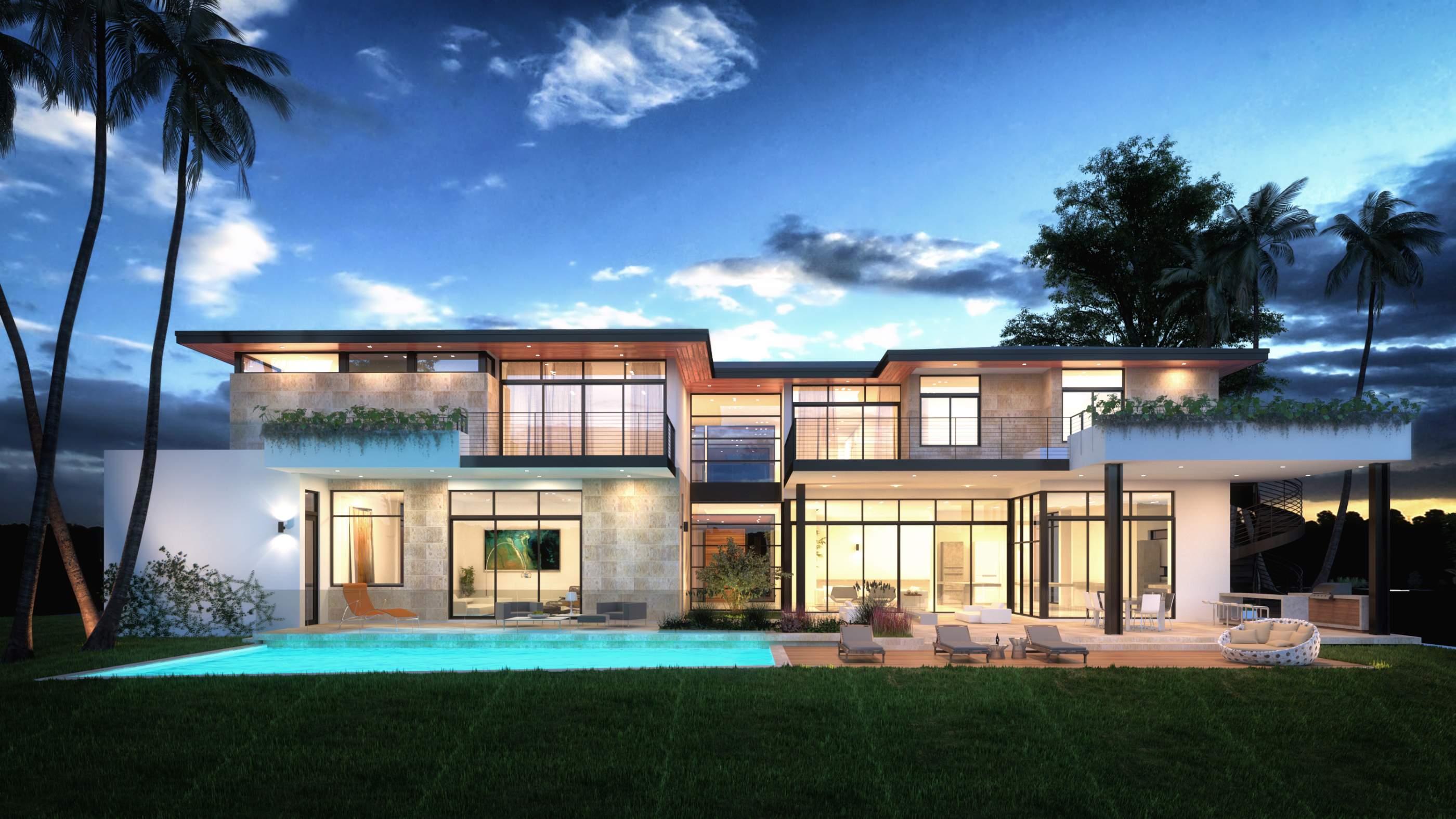 Exterior View architecture project 197 Enchanted Lake Miami, Florida