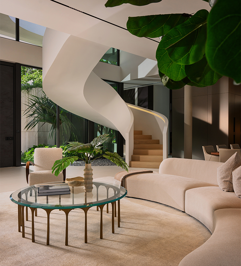 1015 Residence Hollywood FL - Interior Sculptural Statement Staircase