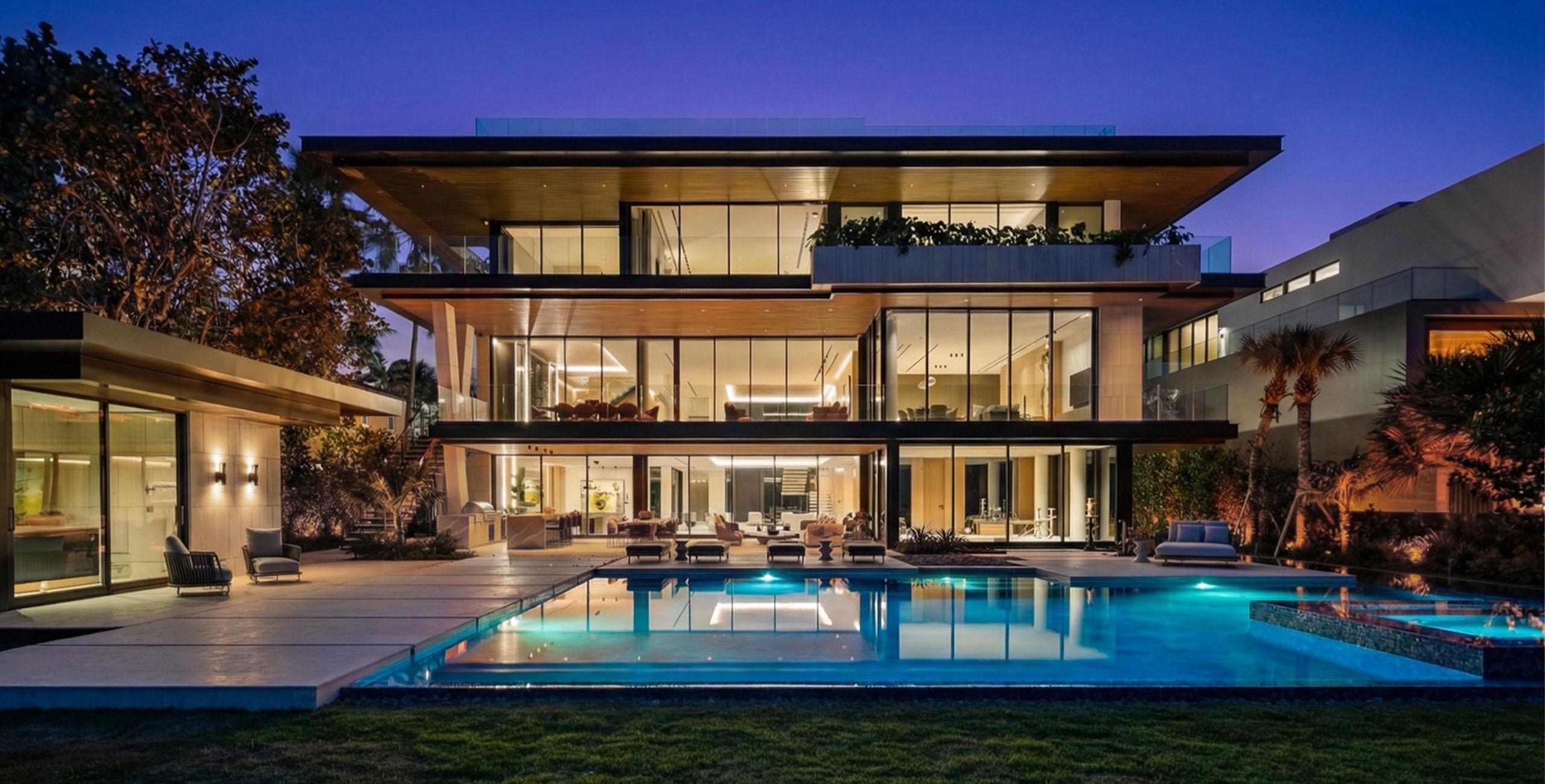 255 Ocean Golden Beach Rear Facade at Night